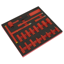Sealey TBTE02 Insulated Socket Set with Tool Tray 20pc 3/8"Sq Drive 6pt WallDrive VDE Approved