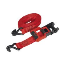 Sealey TD41248JD Ratchet Tie Down 32mm x 4.9mtr Polyester Webbing with J Hooks 1200kg Load Test - 2 Pairs