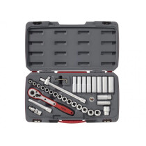 TengTools T1234 34 Piece 1/2in Socket Set In Hard Plastic Case