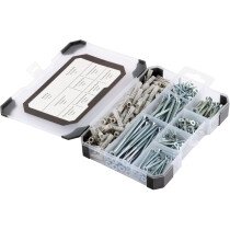 Timco TRAY240 Assorted Wood Screws, Wall Plugs & Drill Bit - 251pc Zinc and Clear