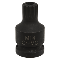 Sealey VS0987 Brake Caliper Spline Bit Socket M14 1/2"Sq Drive