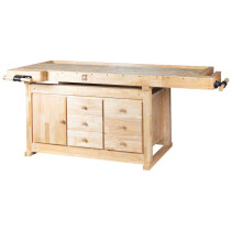 Holzmann WB210C Wooden Workbench 2100mm with 6 Drawers, Cabinet and 2 Vices