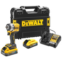 DeWalt DCF921H2T-GB 18V XR Brushless 1/2” Impact Wrench (Scaffolders Hog Ring) With FLEXVOLT Advantage 2x5.0Ah Powerstack Batteries In TSTAK