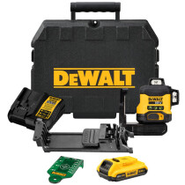 DeWalt DCLE34031D1-GB 18V XR Compact 3 x 360 Green Laser with 2Ah Battery In Kitbox