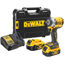 DeWalt DCF921P2T-GB 18V XR Brushless 1/2" Compact Impact Wrench 406Nm (Scaffolders Hog Ring Version) With 2 x 5Ah Batteries In TSTAK