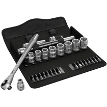Wera 05004047001 Zyklop Metal-Push Ratchet and Socket Set of 29 Metric 3/8in Drive WER004047