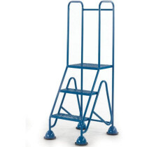 Fort WM513 Blue Mobile 3 Step Mesh Tread Step Ladder - Full Handrail