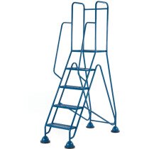 Fort WM515 Blue Mobile 5 Step Mesh Tread Step Ladder - Full Handrail