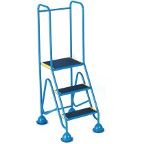 Fort WS513 Blue Mobile 3 Step Anti-Slip Tread Step Ladder - Full Handrail