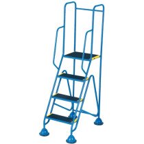 Fort WS514 Blue Mobile 4 Step Anti-Slip Tread Step Ladder - Full Handrail