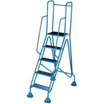 Fort WS515 Blue Mobile 5 Step Anti-Slip Tread Step Ladder - Full Handrail