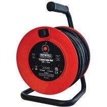 Faithfull XMS2220CABLE Open 20m 13A 2-Socket 240V Drum Cable Reel