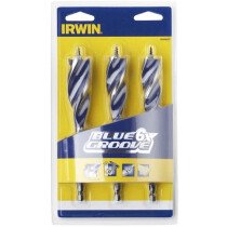 IRWIN XMS226XSET3 Blue Groove 6X 3 Piece Wood Drill Bit Set