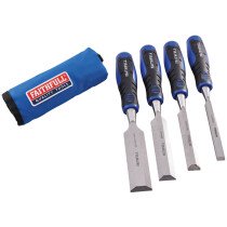 Faithfull XMS24CHISEL4 4 Piece Soft Grip Chisel Set in Roll