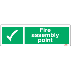 JSP Rigid Plastic "Fire Assembly Point" Rigid Plastic Safety Sign 600x200mm