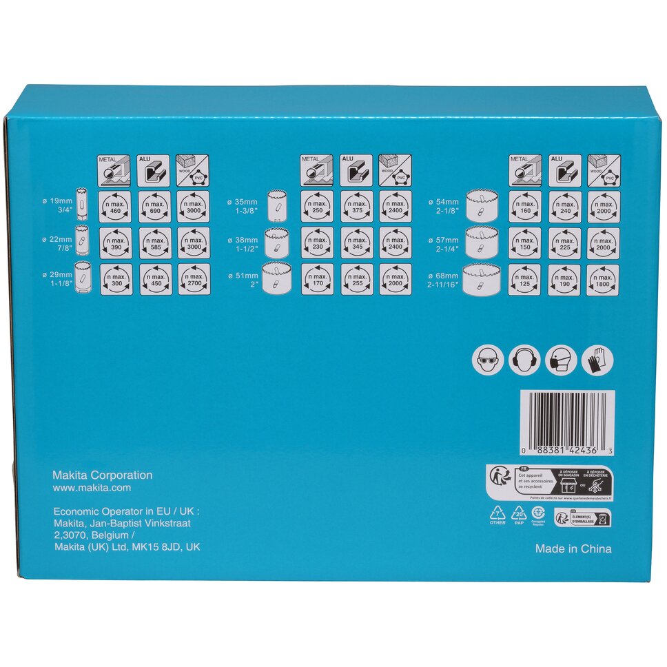 Makita D-47282 Electricians Holesaw Set 12 Piece