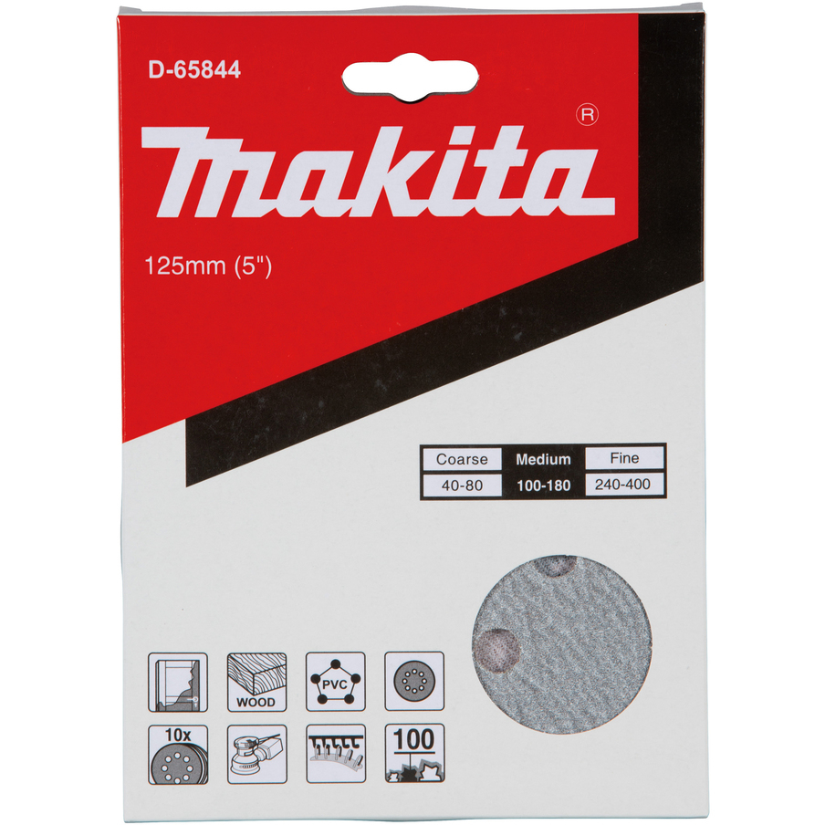 Makita D-65844 125mm White Hook and Look Abrasive Disc P100