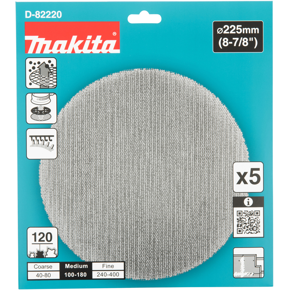 Makita D-82220 225mm Mesh Sanding Disc P120, PK5