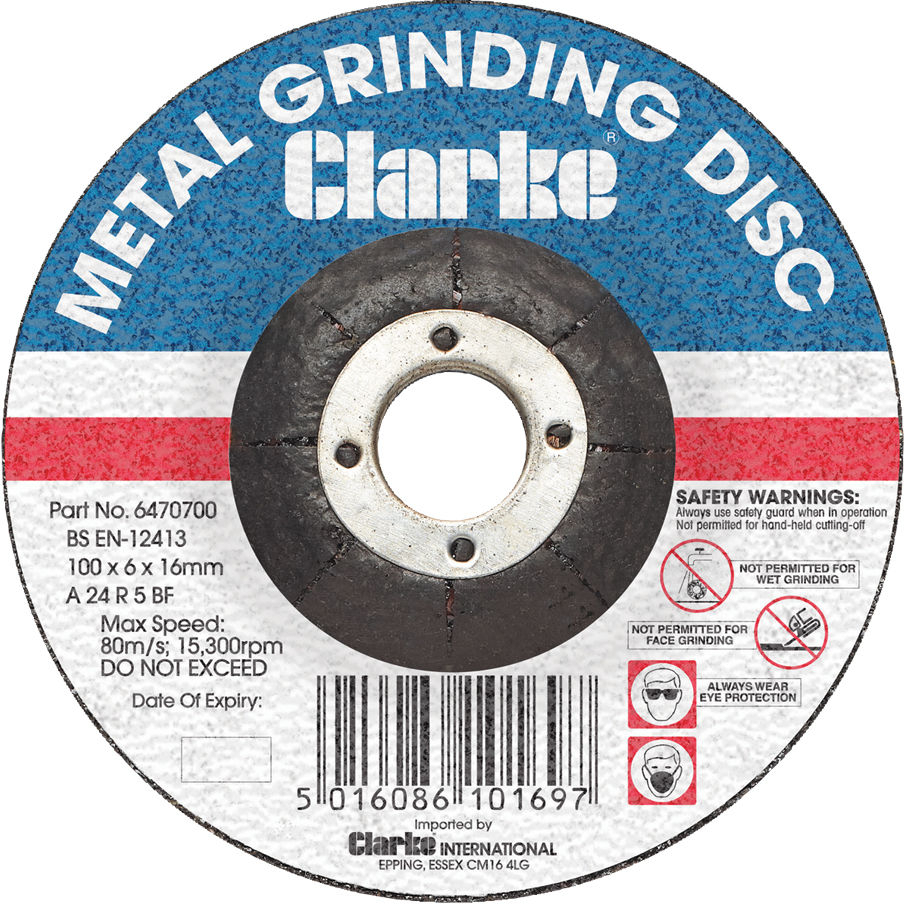 Clarke 6470700 100mm Metal Grinding Disc