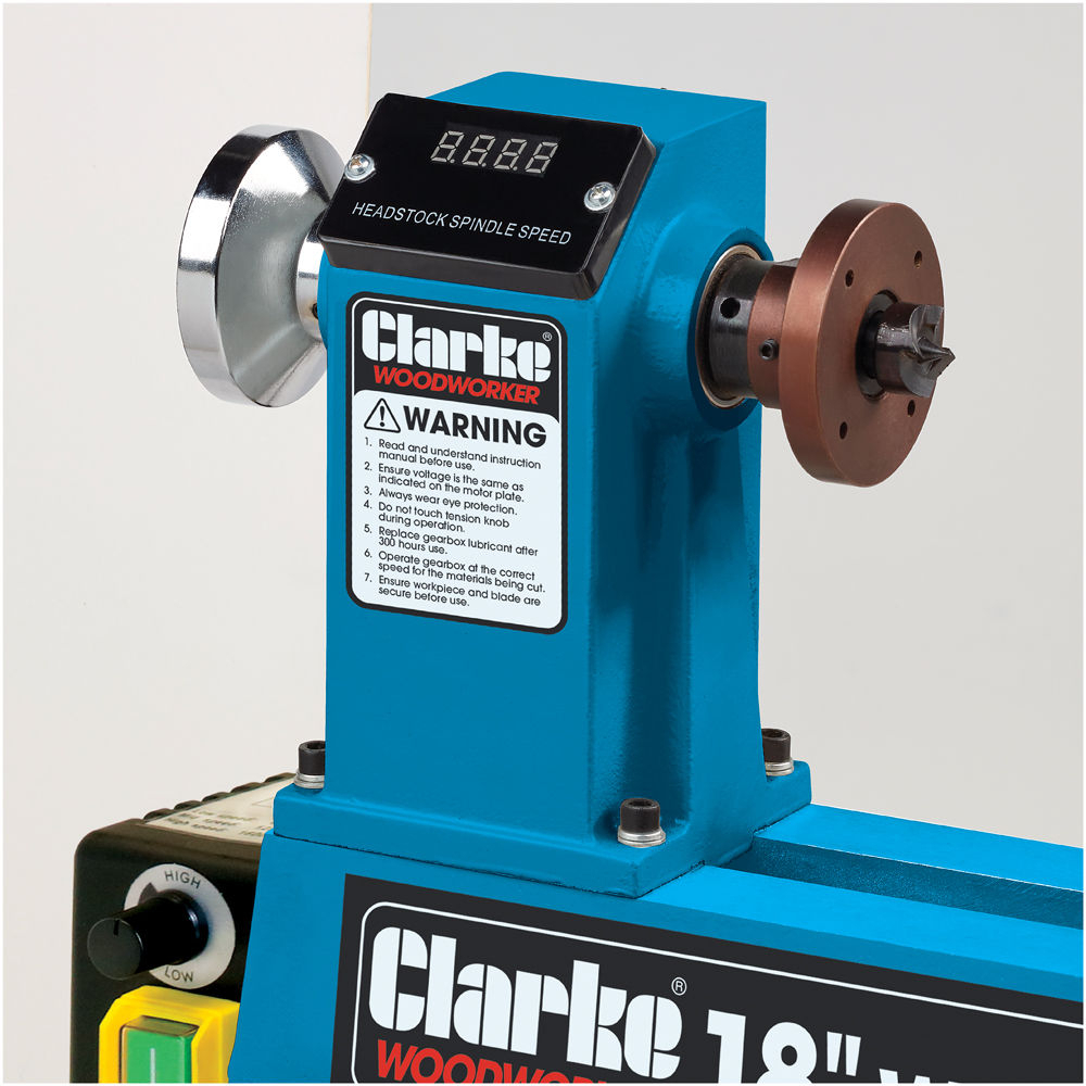 Clarke 6501661 CWL460 18" (460mm) Variable Speed Wood Turning Lathe 550W 230V