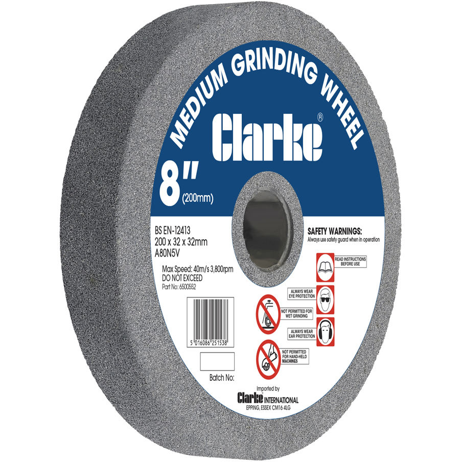 Clarke 6500552 8” (200mm) Medium Grinding Wheel for CHDBG900