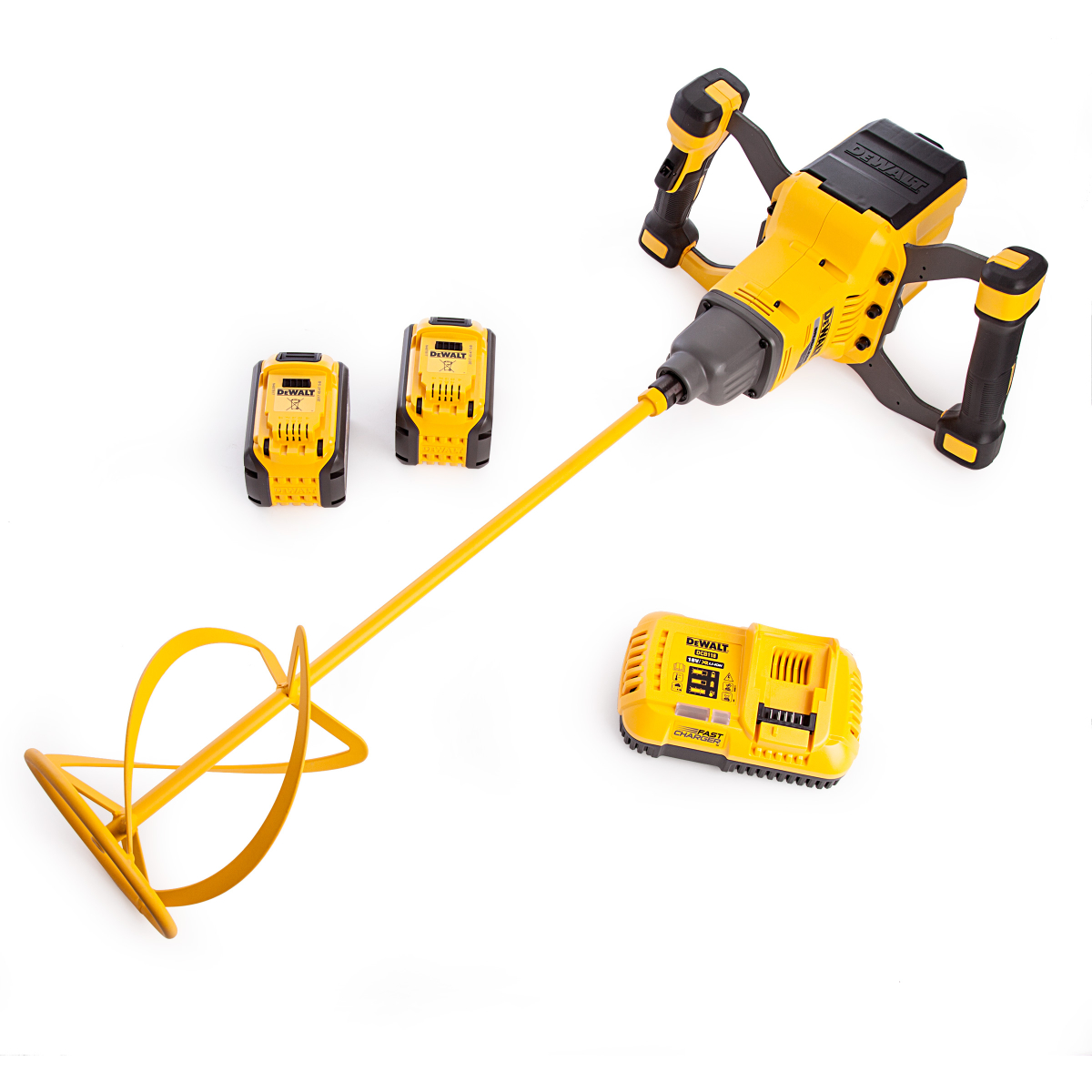 DeWalt DCD240X2-GB 54V XR Flexvolt Paddle Mixer with 2x 9.0Ah Batteries and Charger