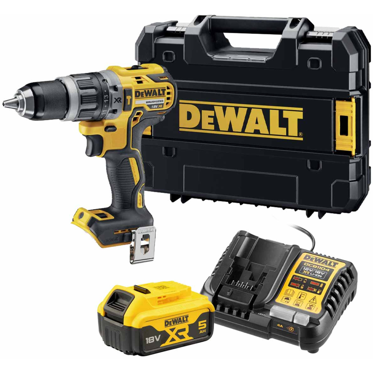 Dewalt DCD796P1 18V XR Brushless Combi Drill with 1x 5.0Ah Battery in a TSTAK compatible Case