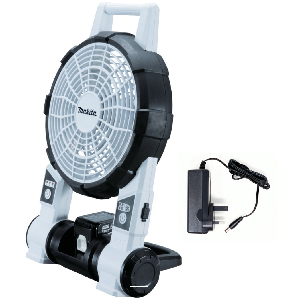 Makita DCF201ZW Body Only 14.4/18V LXT or Mains Powered Portable Fan with Mains Adapter