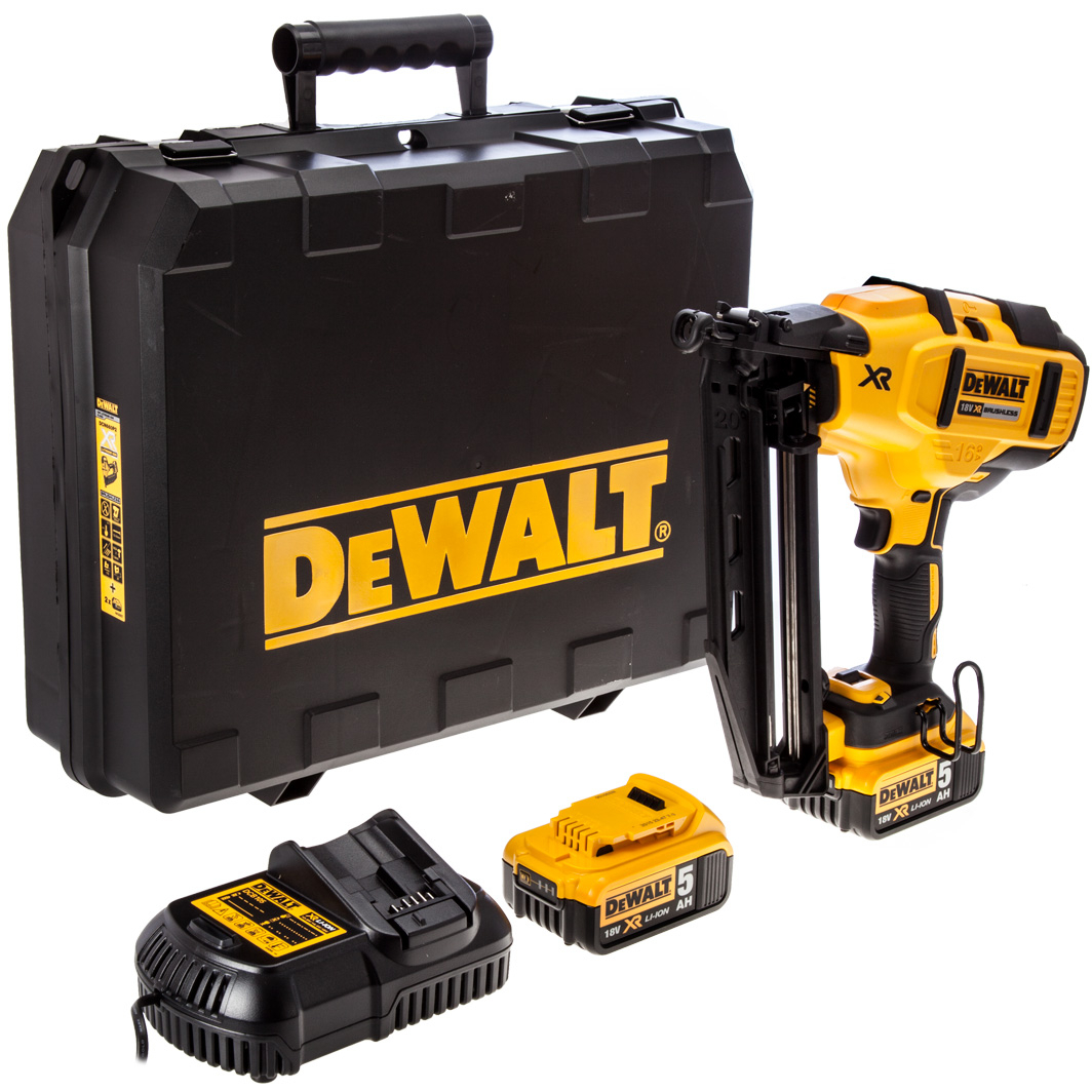 Dewalt DCN660P2-GB 18V 16g Second Fix Nail Gun with 2 x 5.0Ah Batteries in Carry Case