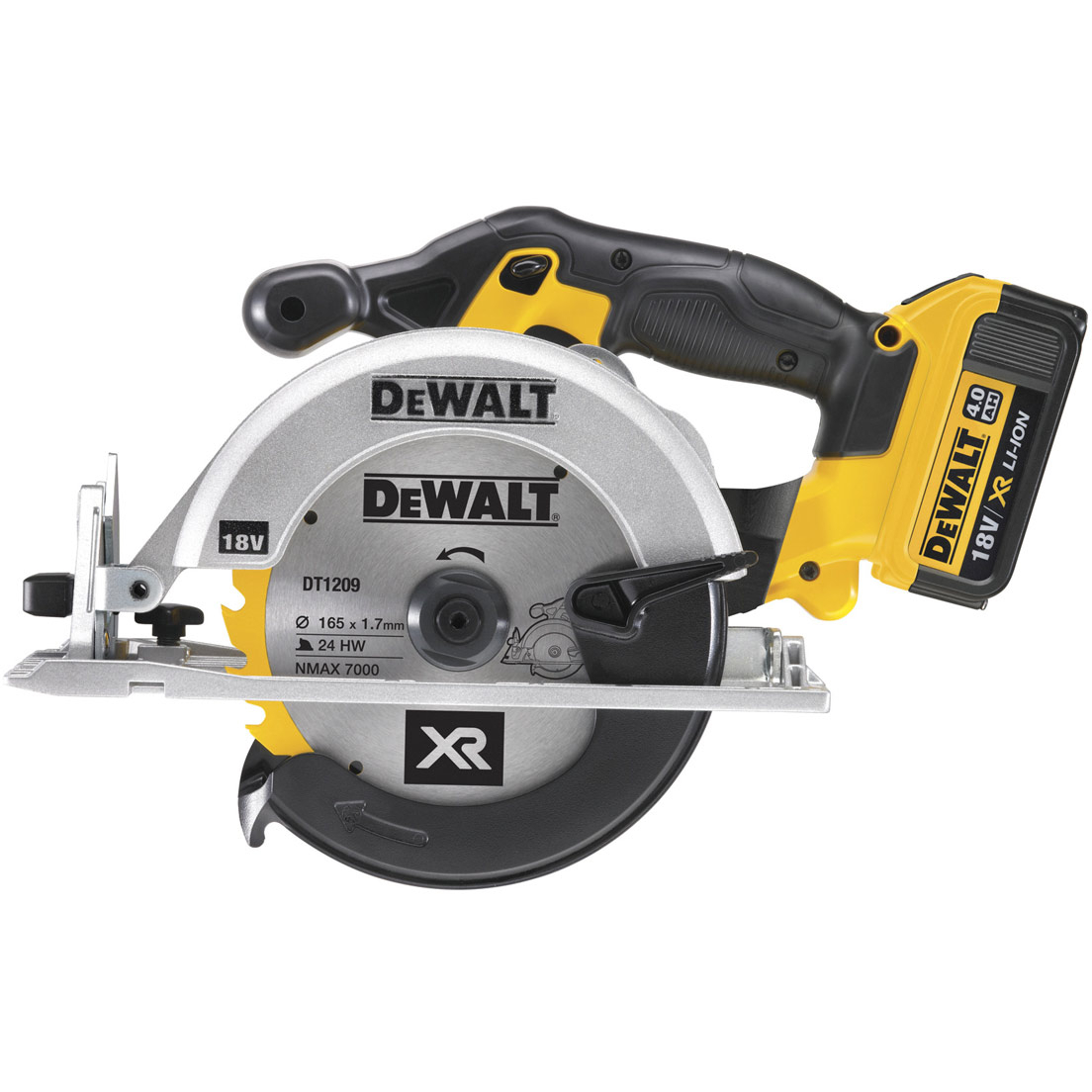 DeWalt DCS391M2-GB 18V XR 165mm Circular Saw with 2 x 4.0Ah Batteries in Kitbox
