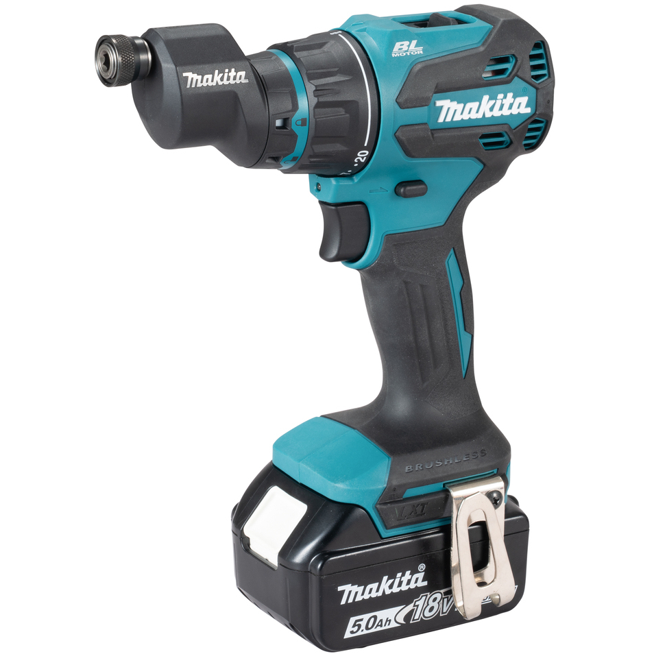 Makita DDF491RTJ 18V LXT Interchangeable head Drill / Driver with 2x 5.0Ah Batteries and Charger in Makpac Case