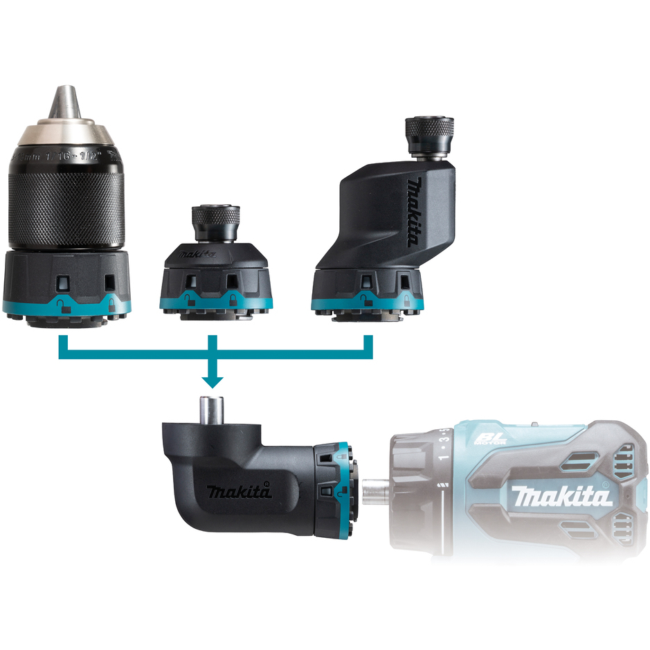 Makita DDF491RTJ 18V LXT Interchangeable head Drill / Driver with 2x 5.0Ah Batteries and Charger in Makpac Case