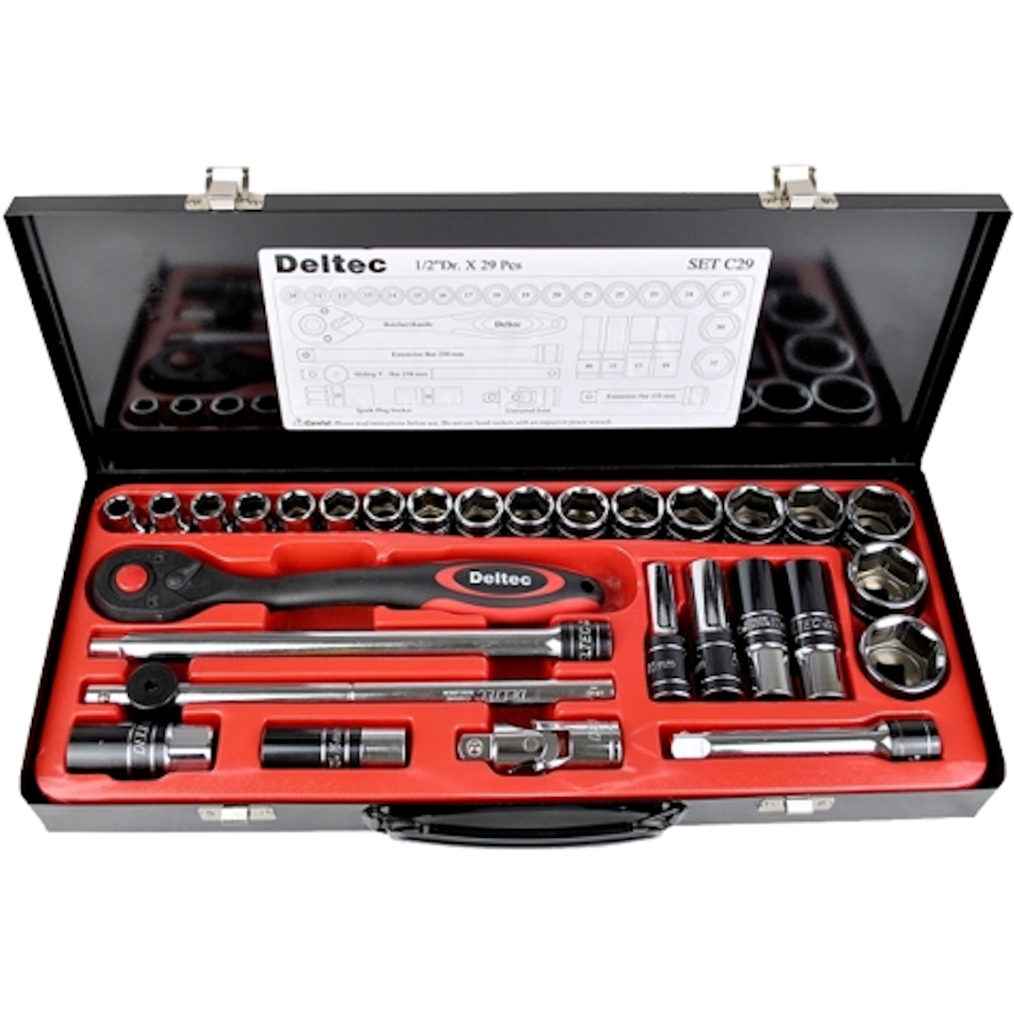 Deltec SETC29 29 Piece ½" Drive Chrome Metric Socket Set 