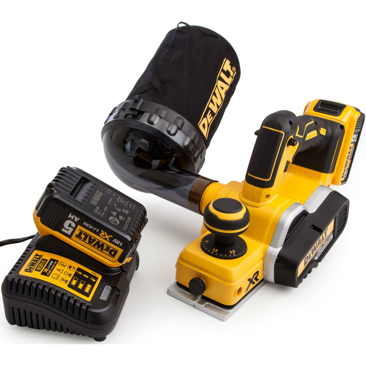 DeWalt DCP580P2-GB 18V XR Planer with 2 x 5.0Ah Batteries In TSTAK Carry Case
