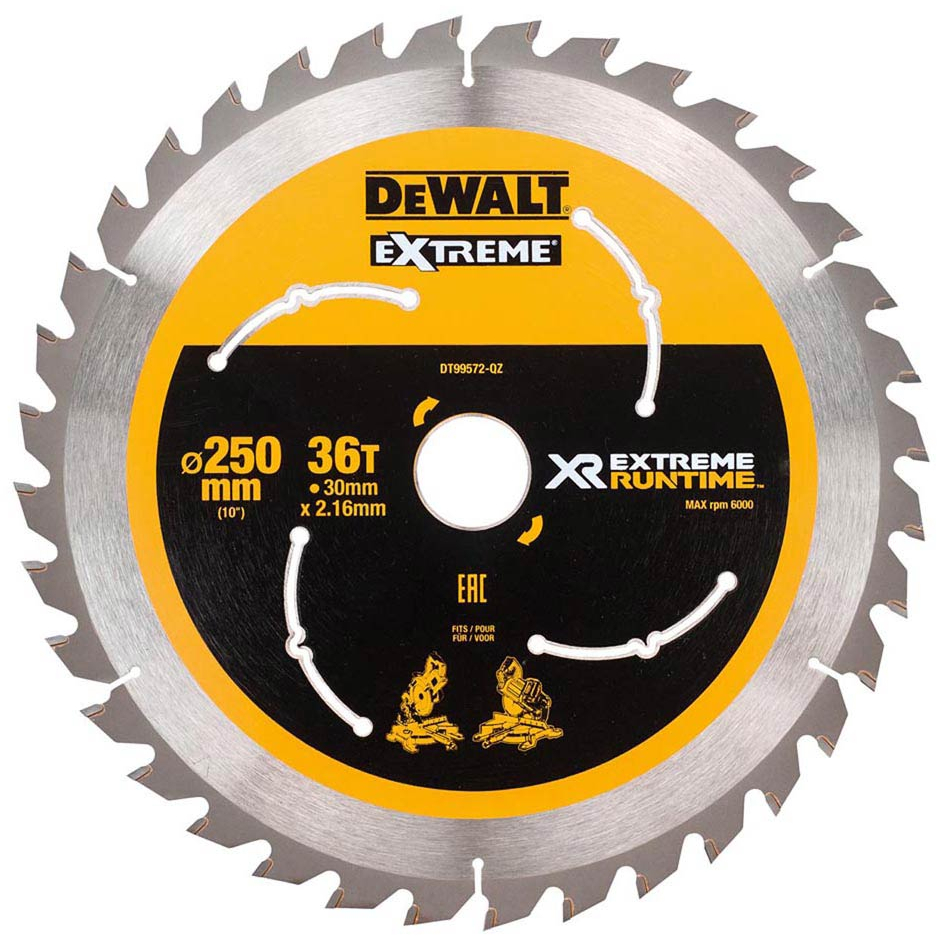DeWalt DT99572-QZ XR Xtreme Runtime 250mm x 30mm 36T Saw Blade