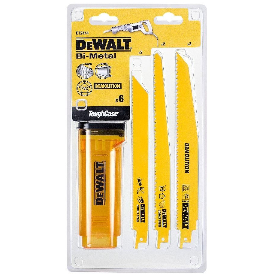DeWalt DT2444-QZ High Performance Break Away Reciprocating Saw Blade 6 Piece Set + Storage Case