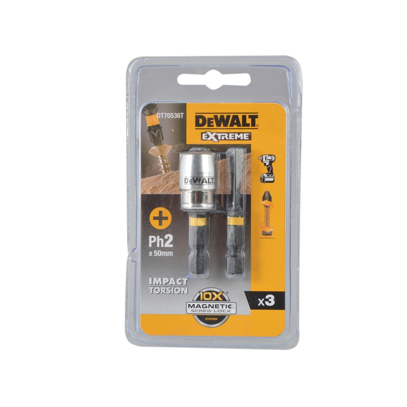 DeWalt DT70536T-QZ Impact Torsion 2 x PH2 50mm and Magnetic Screwlock Sleeve