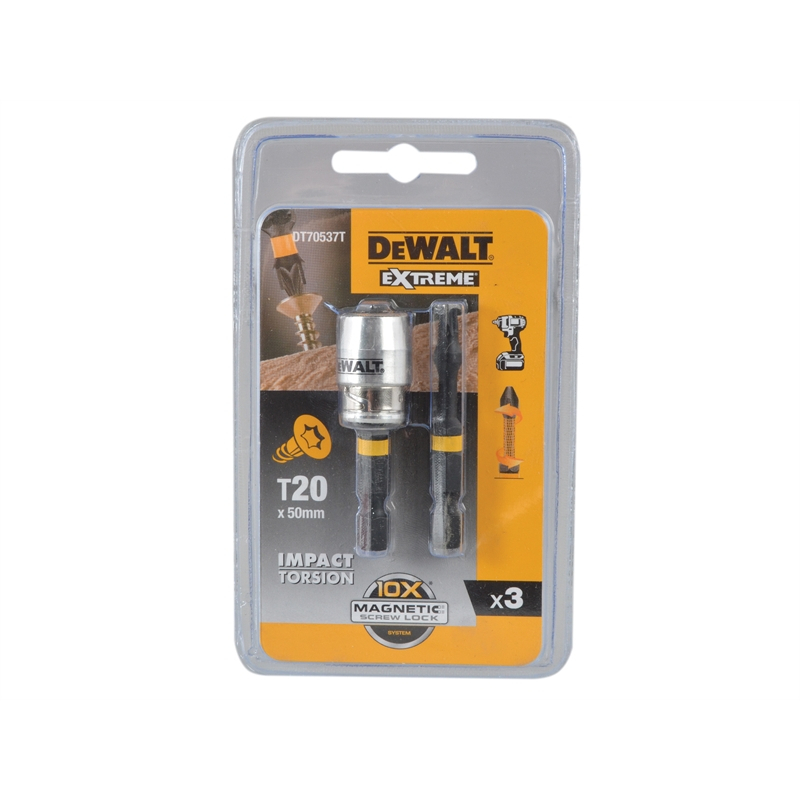 DeWalt DT70537T-QZ Impact Torsion 2 x T20 50mm and Magnetic Screwlock Sleeve
