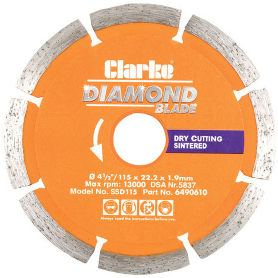 Clarke 6490610 SSD115 Diamond Blade 115mm