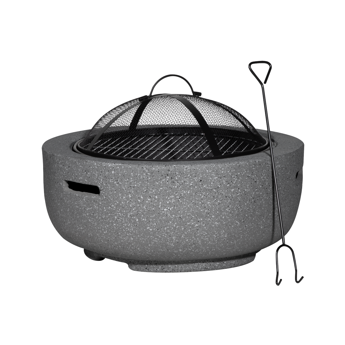 Sealey DG189 Dellonda Round MgO Fire Pit with BBQ Grill, &oslash;60cm, Safety Mesh Screen - Dark Grey