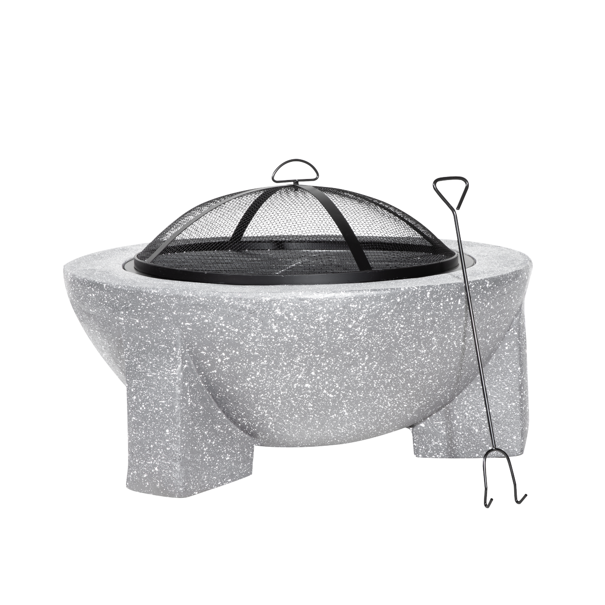 Sealey DG190 Dellonda Round MgO Fire Pit with BBQ Grill, &oslash;75cm, Safety Mesh Screen - Light Grey