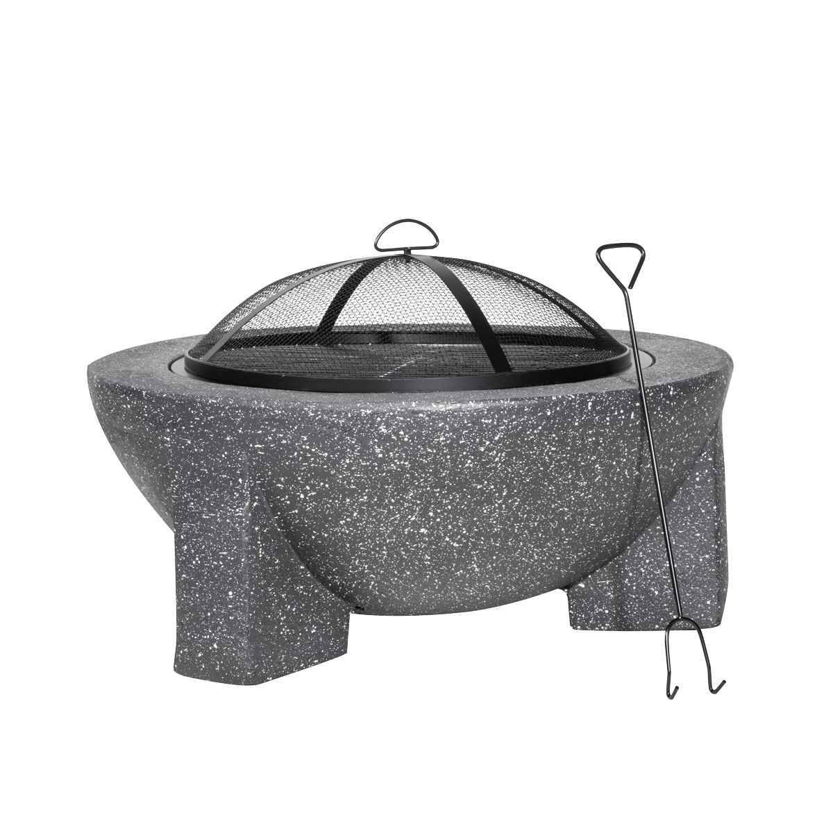 Sealey DG191 Dellonda Round MgO Fire Pit with BBQ Grill, &oslash;75cm, Safety Mesh Screen - Dark Grey