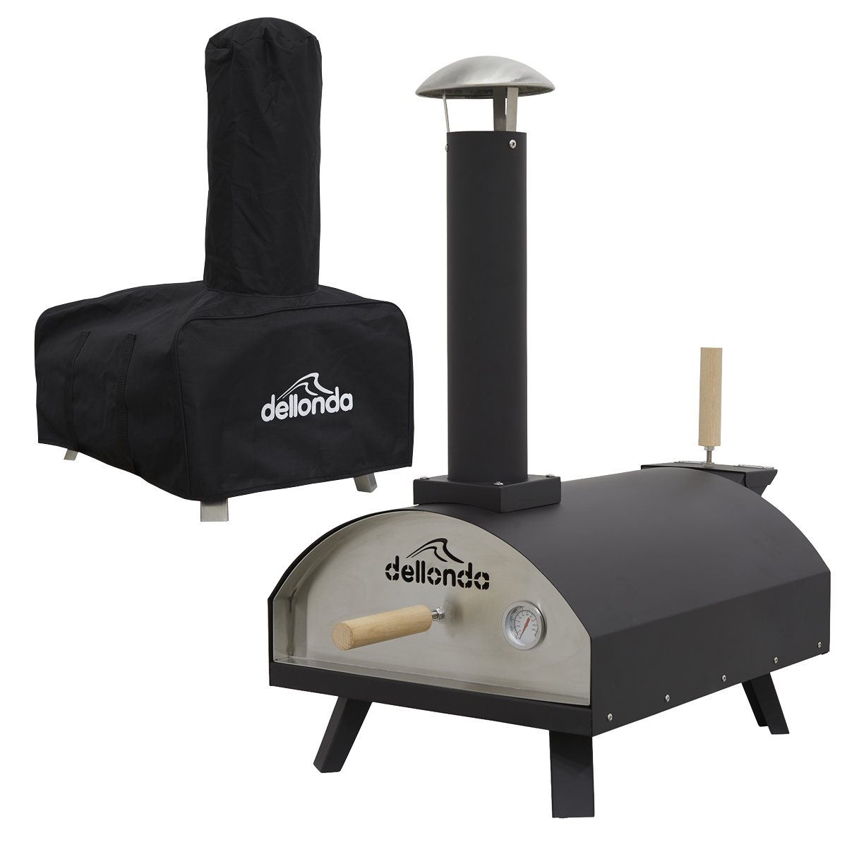 Sealey DG218 Dellonda Wood-Fired Pizza Oven, Pizza Peel & Cover 14" - Black