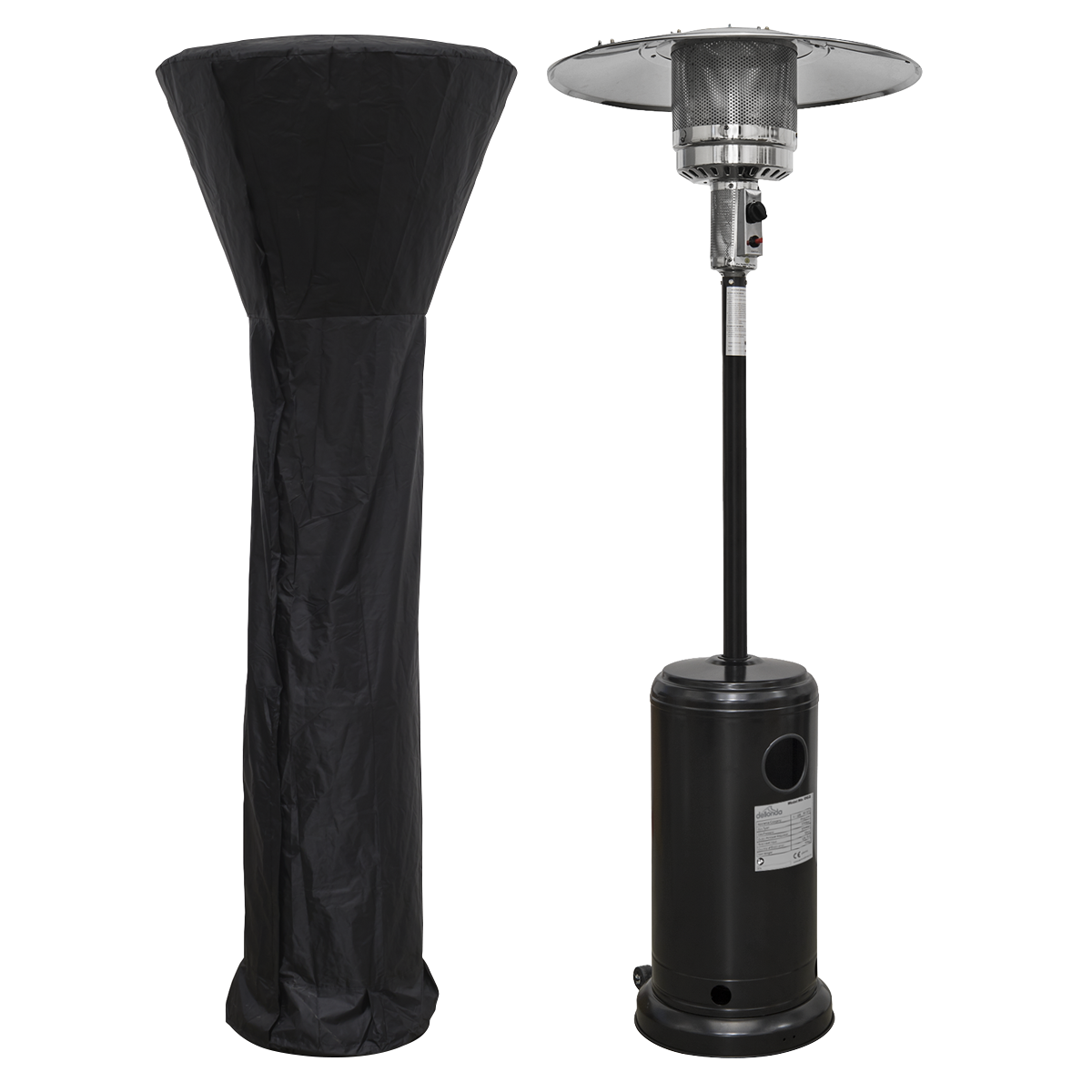 Sealey DG220 Dellonda Freestanding Gas Patio Heater 13kW with wheels for Commercial & Domestic Use, Supplied with Cover, Black