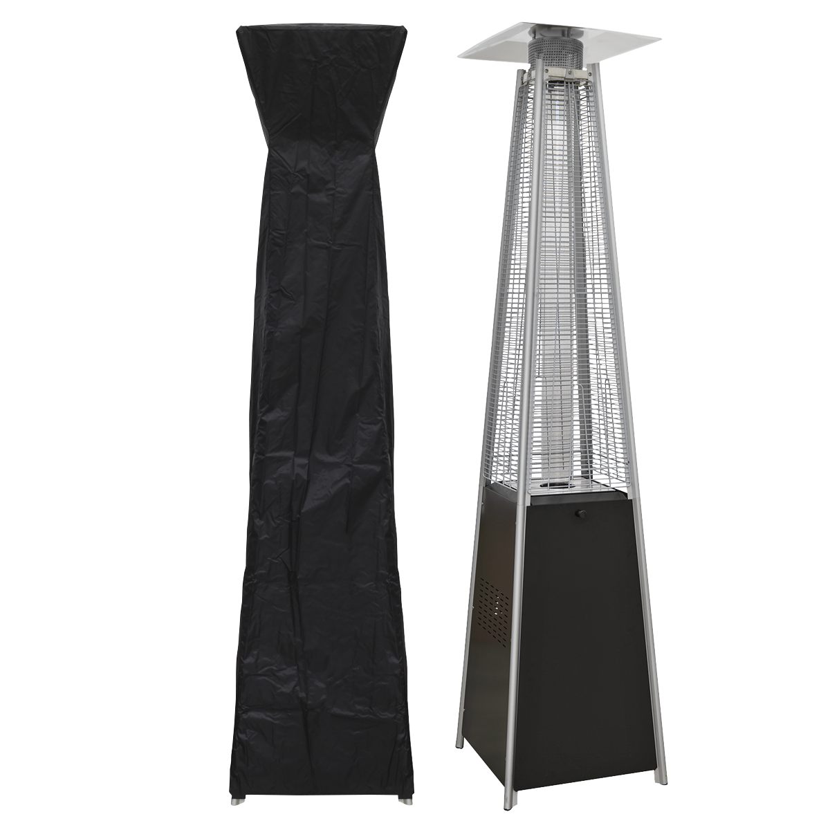 Sealey DG224 Dellonda Pyramid Gas Patio Heater 13kW for Commercial & Domestic Use, Supplied with Cover, Black
