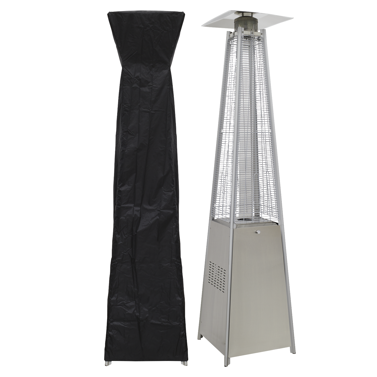 Sealey DG225 Dellonda Pyramid Gas Patio Heater 13kW for Commercial & Domestic Use, Stainless Steel, Supplied with Cover