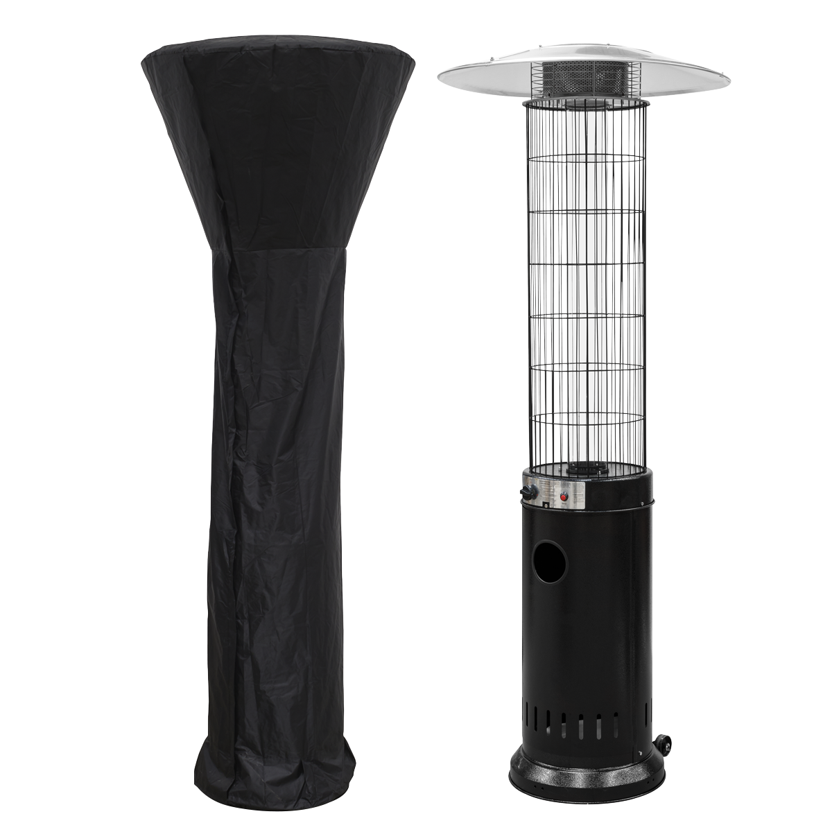 Sealey DG226 Dellonda Gas Patio Heater 13kW for Commercial & Domestic Use, Black, Supplied with Water-Resistant Cover