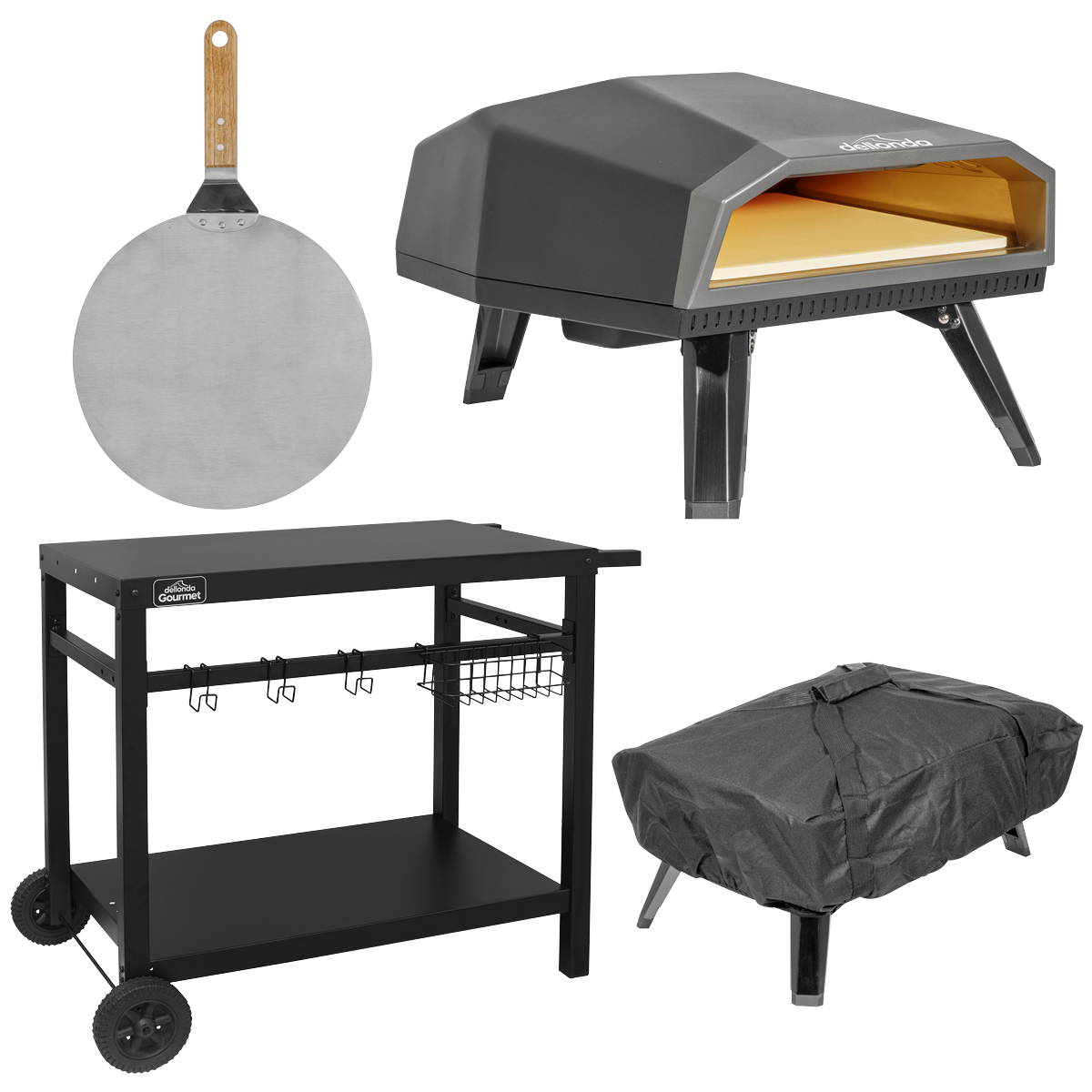 Sealey DG262 Dellonda Gas Pizza Oven with Water-Resistant Cover/Carry Bag, 12" Pizza Peel & Plancha Trolley