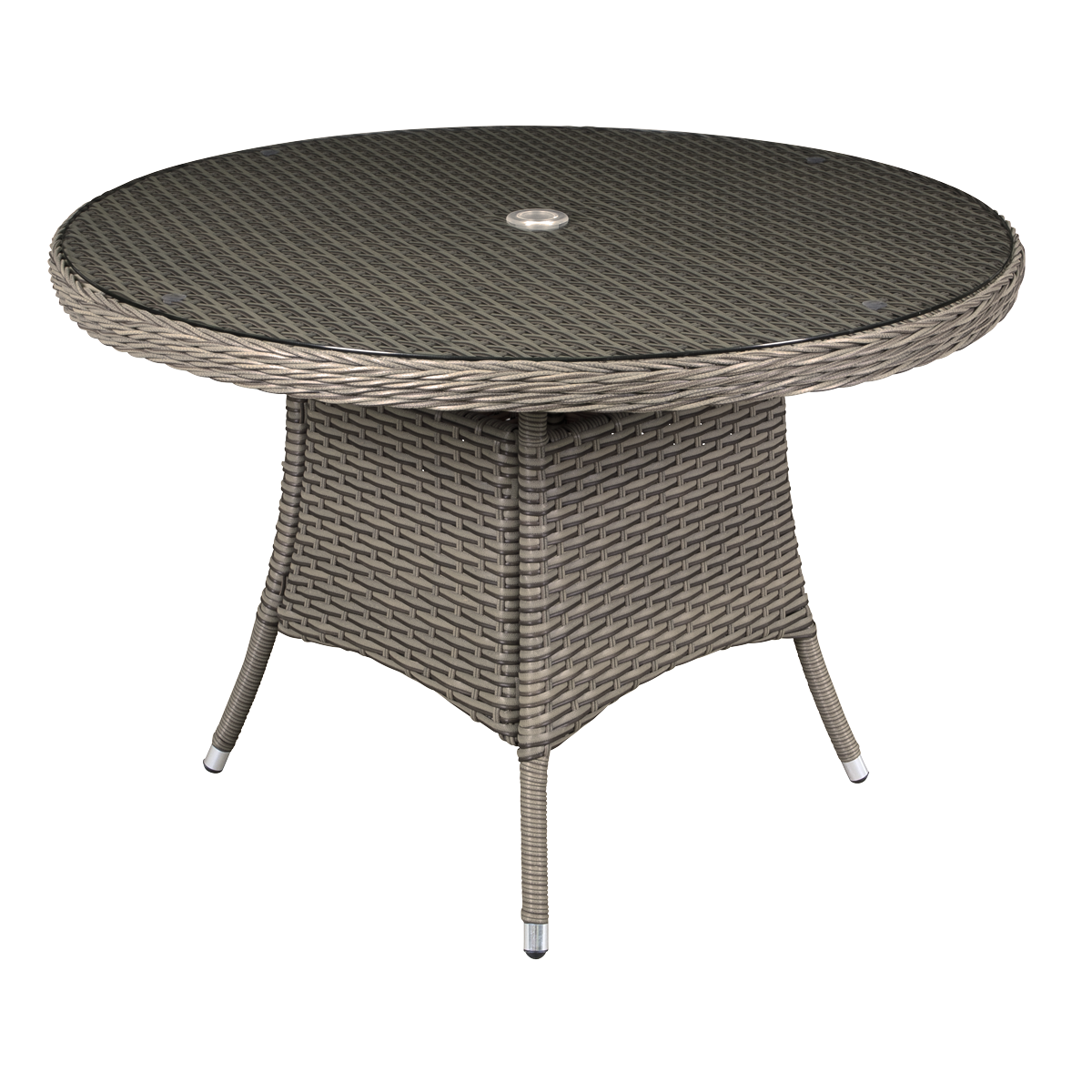 Sealey DG66 Dellonda Chester Rattan Wicker Round Outdoor Dining Table with Tempered Glass Top