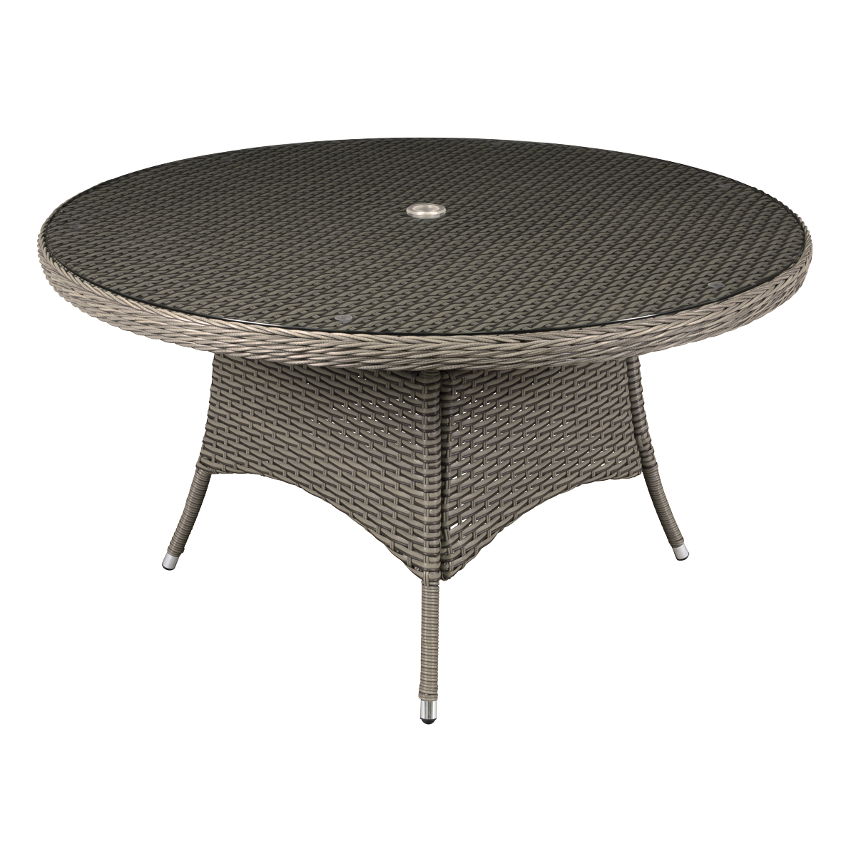 Sealey DG67 Dellonda Chester Rattan Wicker Round Outdoor Dining Table with Tempered Glass Top